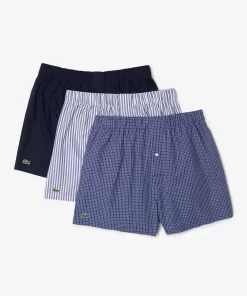 Lacoste Unterwäsche & Loungewear>3Er Pack Authentics Boxershorts Mit Streifen Navy Blau / Weis / Blau 8X0