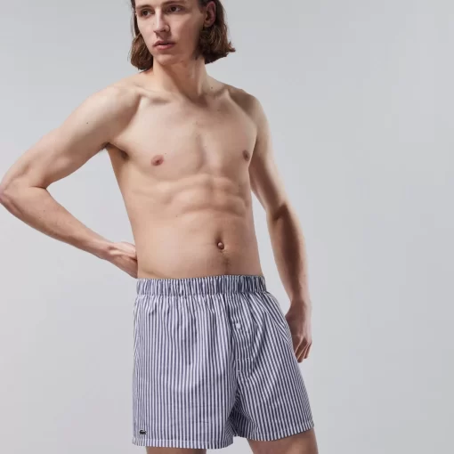 Lacoste Unterwäsche & Loungewear>3Er Pack Authentics Boxershorts Mit Streifen Navy Blau / Weis / Blau 8X0