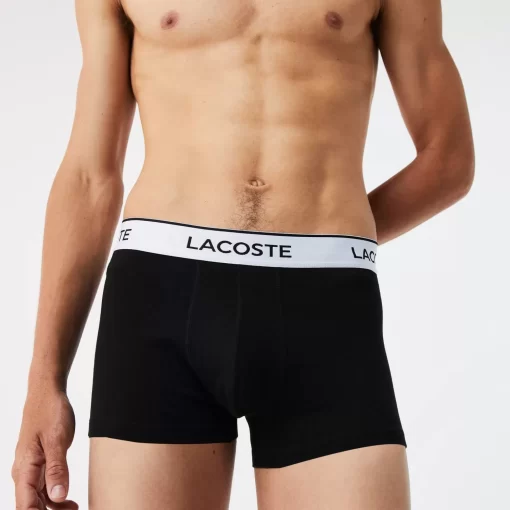 Lacoste Unterwäsche & Loungewear>3Er Pack Herren Trunks Mit Kontrast-Bund Schwarz 031