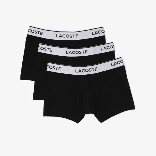 Lacoste Unterwäsche & Loungewear>3Er Pack Herren Trunks Mit Kontrast-Bund Schwarz 031