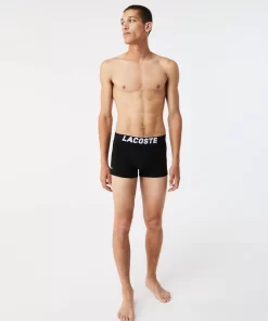 Lacoste Unterwäsche & Loungewear>3Er Pack Herren Trunks Mit Logo Schwarz / Weis / Heidekraut Grau Nua