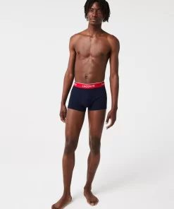 Lacoste Unterwäsche & Loungewear>3Er-Pack Boxershorts In Navy Mit Kontrast-Bund Navy Blau / Grun / Rot / Navy Blau Hy0