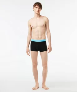 Lacoste Unterwäsche & Loungewear>3Er-Pack Boxershorts In Navy Mit Kontrast-Bund Schwarz / Blau / Burgunder / Gelb Iz4