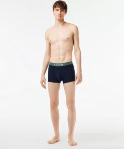 Lacoste Unterwäsche & Loungewear>3Er-Pack Boxershorts In Navy Mit Kontrast-Bund Navy Blau / Burgunder / Dunkelgrun / Grun Ki0