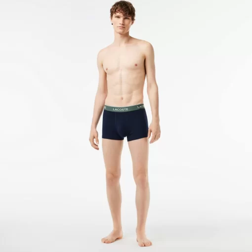 Lacoste Unterwäsche & Loungewear>3Er-Pack Boxershorts In Navy Mit Kontrast-Bund Navy Blau / Burgunder / Dunkelgrun / Grun Ki0