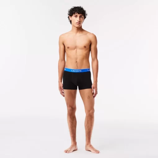 Lacoste Unterwäsche & Loungewear>3Er-Pack Boxershorts In Navy Mit Kontrast-Bund Schwarz / Blau / Dunkelgrau B68