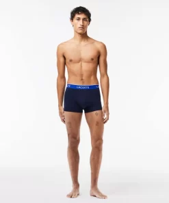 Lacoste Unterwäsche & Loungewear>3Er-Pack Boxershorts In Navy Mit Kontrast-Bund Navy Blau / Neongelb / Navy Blau / Blau Ki1