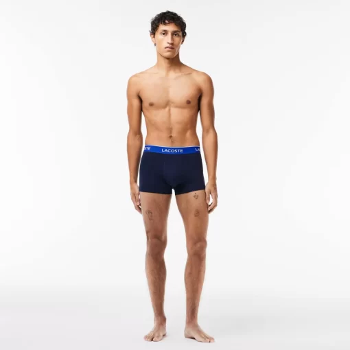 Lacoste Unterwäsche & Loungewear>3Er-Pack Boxershorts In Navy Mit Kontrast-Bund Navy Blau / Neongelb / Navy Blau / Blau Ki1