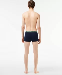 Lacoste Unterwäsche & Loungewear>3Er-Pack Boxershorts In Navy Mit Kontrast-Bund Navy Blau / Burgunder / Dunkelgrun / Grun Ki0