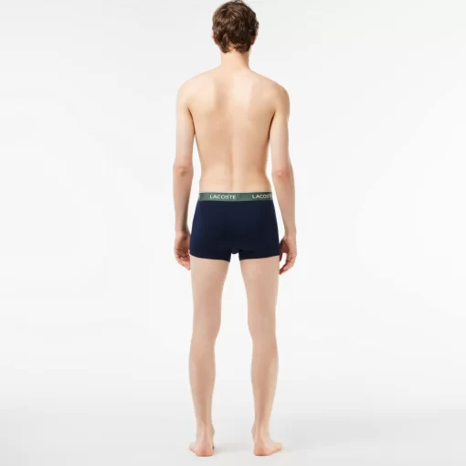 Lacoste Unterwäsche & Loungewear>3Er-Pack Boxershorts In Navy Mit Kontrast-Bund Navy Blau / Burgunder / Dunkelgrun / Grun Ki0