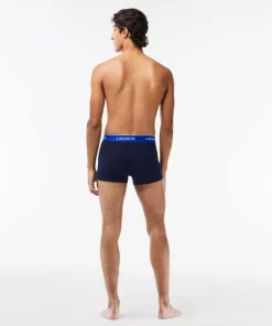 Lacoste Unterwäsche & Loungewear>3Er-Pack Boxershorts In Navy Mit Kontrast-Bund Navy Blau / Neongelb / Navy Blau / Blau Ki1