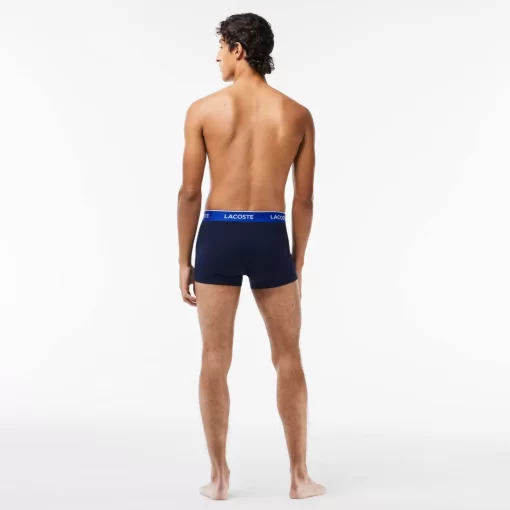 Lacoste Unterwäsche & Loungewear>3Er-Pack Boxershorts In Navy Mit Kontrast-Bund Navy Blau / Neongelb / Navy Blau / Blau Ki1