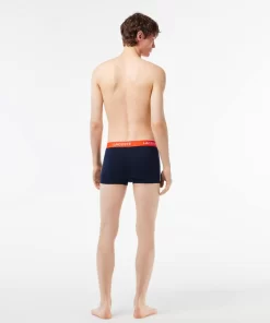 Lacoste Unterwäsche & Loungewear>3Er-Pack Boxershorts In Navy Mit Kontrast-Bund Navy Blau / Dunkelgrun / Orange / Fuschia Rosa Izi