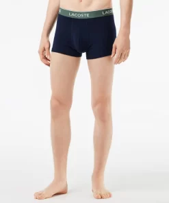 Lacoste Unterwäsche & Loungewear>3Er-Pack Boxershorts In Navy Mit Kontrast-Bund Navy Blau / Burgunder / Dunkelgrun / Grun Ki0