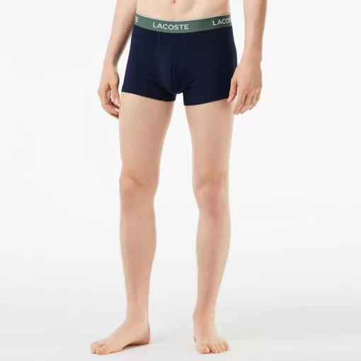 Lacoste Unterwäsche & Loungewear>3Er-Pack Boxershorts In Navy Mit Kontrast-Bund Navy Blau / Burgunder / Dunkelgrun / Grun Ki0