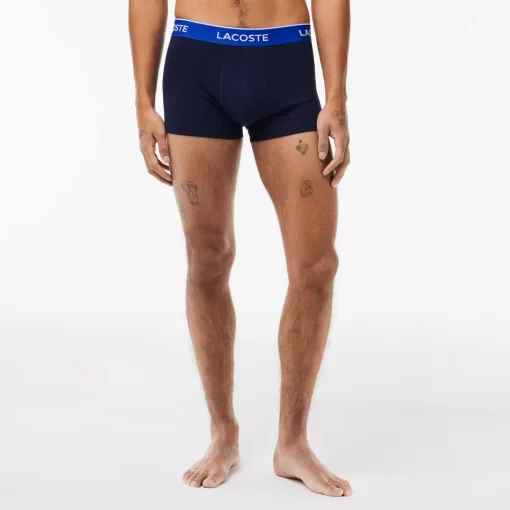 Lacoste Unterwäsche & Loungewear>3Er-Pack Boxershorts In Navy Mit Kontrast-Bund Navy Blau / Neongelb / Navy Blau / Blau Ki1