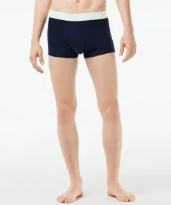 Lacoste Unterwäsche & Loungewear>3Er-Pack Boxershorts In Navy Mit Kontrast-Bund Navy Blau / Burgunder / Dunkelgrun / Grun Ki0