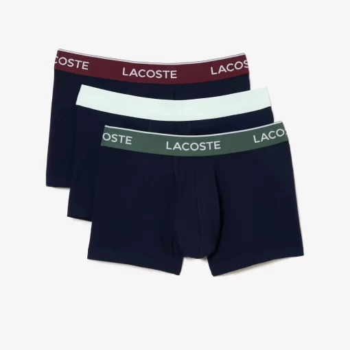 Lacoste Unterwäsche & Loungewear>3Er-Pack Boxershorts In Navy Mit Kontrast-Bund Navy Blau / Burgunder / Dunkelgrun / Grun Ki0