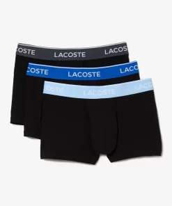 Lacoste Unterwäsche & Loungewear>3Er-Pack Boxershorts In Navy Mit Kontrast-Bund Schwarz / Blau / Dunkelgrau B68