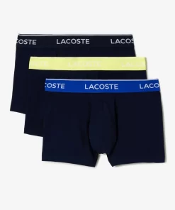 Lacoste Unterwäsche & Loungewear>3Er-Pack Boxershorts In Navy Mit Kontrast-Bund Navy Blau / Neongelb / Navy Blau / Blau Ki1