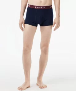 Lacoste Unterwäsche & Loungewear>3Er-Pack Boxershorts In Navy Mit Kontrast-Bund Navy Blau / Burgunder / Dunkelgrun / Grun Ki0