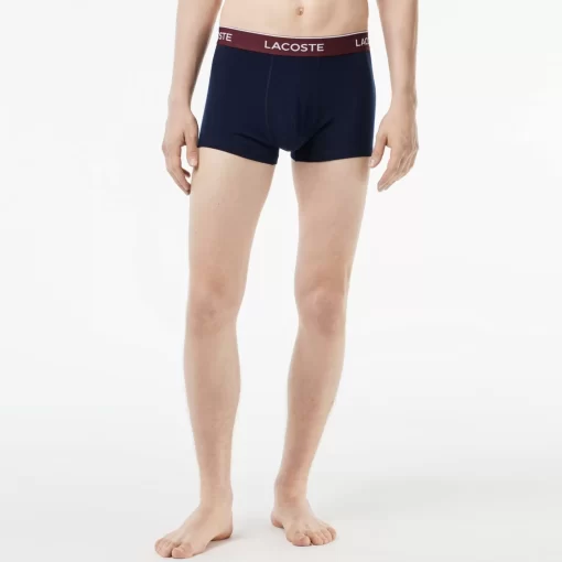 Lacoste Unterwäsche & Loungewear>3Er-Pack Boxershorts In Navy Mit Kontrast-Bund Navy Blau / Burgunder / Dunkelgrun / Grun Ki0