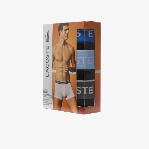 Lacoste Unterwäsche & Loungewear>3Er-Pack Boxershorts In Navy Mit Kontrast-Bund Schwarz / Blau / Dunkelgrau B68