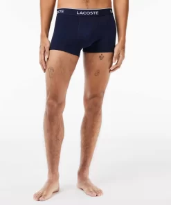 Lacoste Unterwäsche & Loungewear>3Er-Pack Boxershorts In Navy Mit Kontrast-Bund Navy Blau / Neongelb / Navy Blau / Blau Ki1