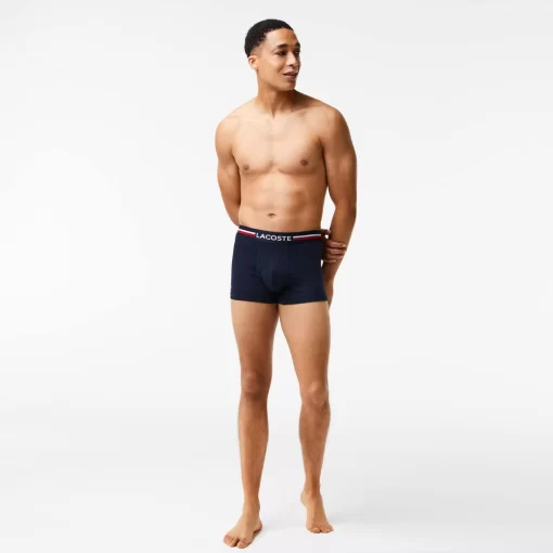 Lacoste Unterwäsche & Loungewear>3Er-Set Kurze Boxershorts Mit Trikolor-Bund Iconic Navy Blau / Weis 525