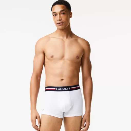 Lacoste Unterwäsche & Loungewear>3Er-Set Kurze Boxershorts Mit Trikolor-Bund Iconic Navy Blau / Weis 525