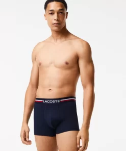 Lacoste Unterwäsche & Loungewear>3Er-Set Kurze Boxershorts Mit Trikolor-Bund Iconic Navy Blau / Weis 525