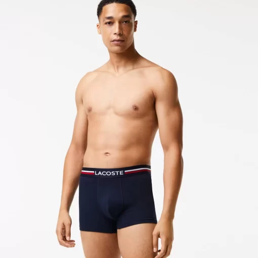 Lacoste Unterwäsche & Loungewear>3Er-Set Kurze Boxershorts Mit Trikolor-Bund Iconic Navy Blau / Weis 525