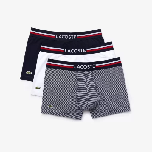 Lacoste Unterwäsche & Loungewear>3Er-Set Kurze Boxershorts Mit Trikolor-Bund Iconic Navy Blau / Weis 525