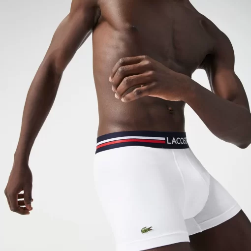 Lacoste Unterwäsche & Loungewear>3Er-Set Kurze Boxershorts Mit Trikolor-Bund Iconic Navy Blau / Weis 525