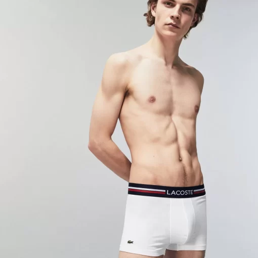 Lacoste Unterwäsche & Loungewear>3Er-Set Kurze Boxershorts Mit Trikolor-Bund Iconic Navy Blau / Weis 525