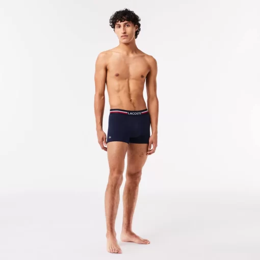 Lacoste Unterwäsche & Loungewear>3Er-Set Kurze Boxershorts Mit Trikolor-Bund Iconics Navy Blau / Heidekraut Grau / Rot W34