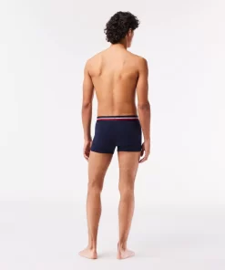 Lacoste Unterwäsche & Loungewear>3Er-Set Kurze Boxershorts Mit Trikolor-Bund Iconics Navy Blau / Heidekraut Grau / Rot W34