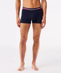 Lacoste Unterwäsche & Loungewear>3Er-Set Kurze Boxershorts Mit Trikolor-Bund Iconics Navy Blau / Heidekraut Grau / Rot W34