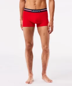 Lacoste Unterwäsche & Loungewear>3Er-Set Kurze Boxershorts Mit Trikolor-Bund Iconics Navy Blau / Heidekraut Grau / Rot W34