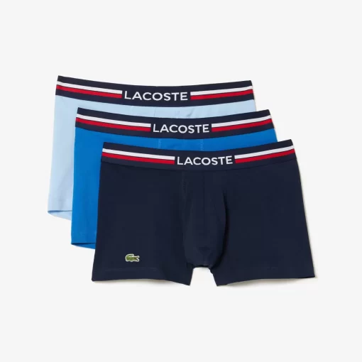 Lacoste Unterwäsche & Loungewear>3Er-Set Kurze Boxershorts Mit Trikolor-Bund Iconics Navy Blau / Blau Mij