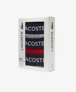 Lacoste Unterwäsche & Loungewear>3Er-Set Kurze Boxershorts Mit Trikolor-Bund Iconics Navy Blau / Heidekraut Grau / Rot W34