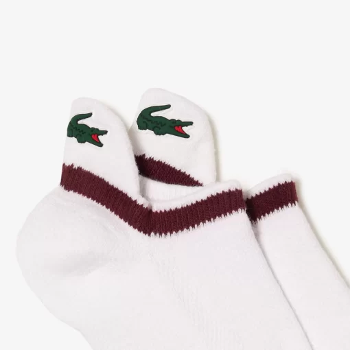 Lacoste Sportbekleidung>Atmungsaktive Sport-Socken Weis / Burgunder Niy