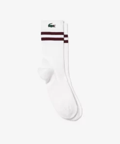 Lacoste Sportbekleidung>Atmungsaktive Tennis-Socken Aus Jersey Weis / Burgunder Niy