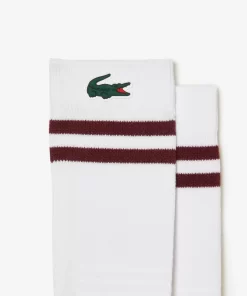 Lacoste Sportbekleidung>Atmungsaktive Tennis-Socken Aus Jersey Weis / Burgunder Niy