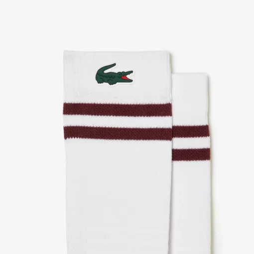 Lacoste Sportbekleidung>Atmungsaktive Tennis-Socken Aus Jersey Weis / Burgunder Niy