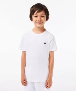 Lacoste Jungenkleidung>Atmungsaktives Jungen T-Shirt Sport Weis 001