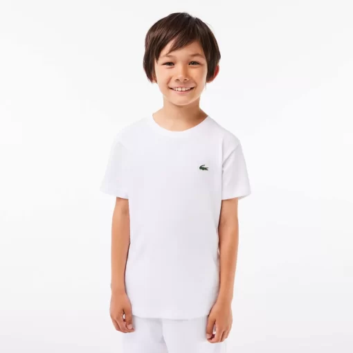 Lacoste Jungenkleidung>Atmungsaktives Jungen T-Shirt Sport Weis 001