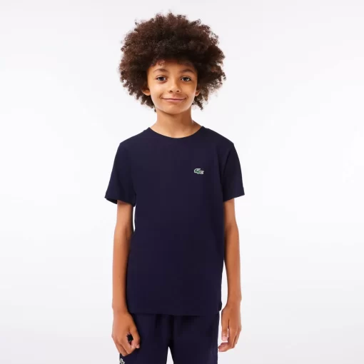 Lacoste Jungenkleidung>Atmungsaktives Jungen T-Shirt Sport Navy Blau 166