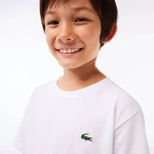 Lacoste Jungenkleidung>Atmungsaktives Jungen T-Shirt Sport Weis 001