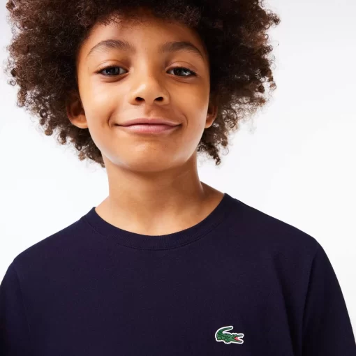 Lacoste Jungenkleidung>Atmungsaktives Jungen T-Shirt Sport Navy Blau 166